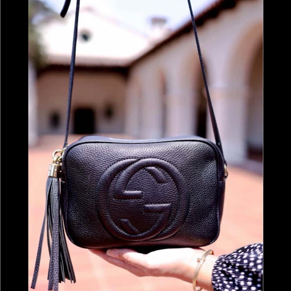 Gucci Black Pebbled Leather Crossbody Camera Bag with Tassel - Picture 4 of 5